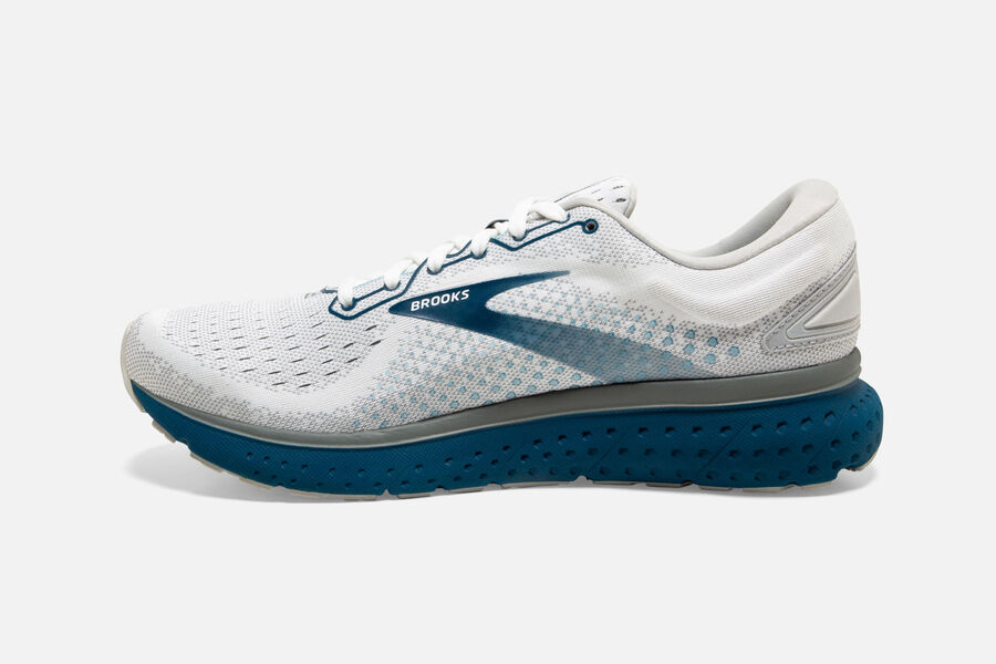 Glycerin 18 Road Brooks Running Shoes NZ Mens - White/Blue - MSWQKT-749